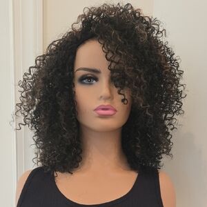 Voluminous Curly Wig in Black and Brown
